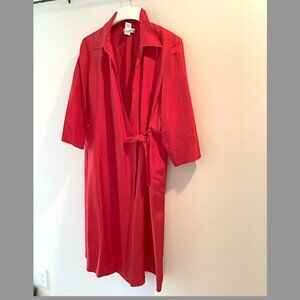 Coldwater Creek - Classic Red Wrap Dress, with side tie, 100%  silk, Size 14